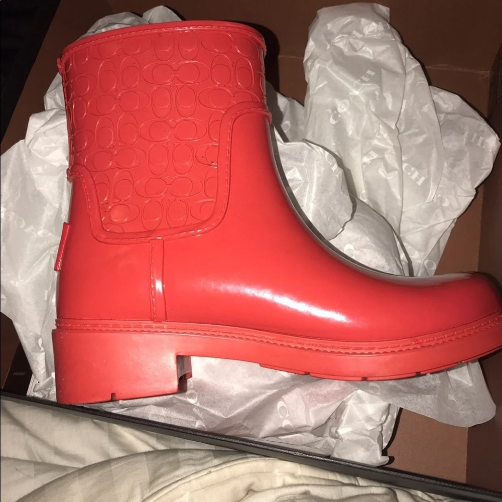 Coach red rainboots